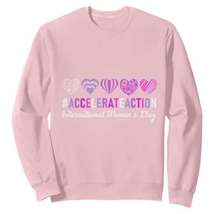International Women's Day 2025 Sweatshirt Accelerate Action IWD 8 March TS11 Light Pink Print Your Wear