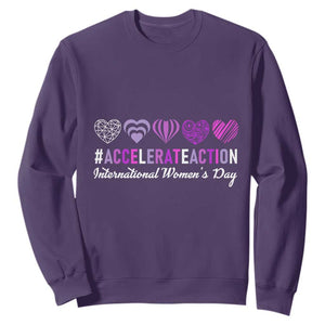 International Women's Day 2025 Sweatshirt Accelerate Action IWD 8 March TS11 Purple Print Your Wear