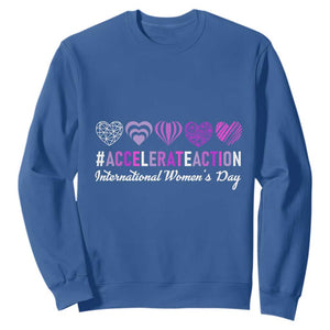 International Women's Day 2025 Sweatshirt Accelerate Action IWD 8 March TS11 Royal Blue Print Your Wear