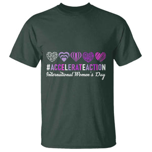 International Women's Day 2025 T Shirt Accelerate Action IWD 8 March TS11 Dark Forest Green Print Your Wear