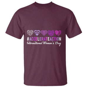International Women's Day 2025 T Shirt Accelerate Action IWD 8 March TS11 Maroon Print Your Wear
