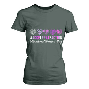 International Women's Day 2025 T Shirt For Women Accelerate Action IWD 8 March TS11 Dark Forest Green Print Your Wear