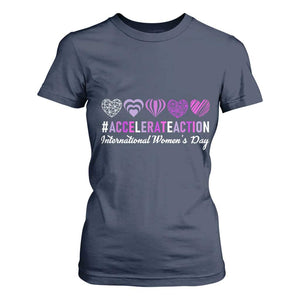 International Women's Day 2025 T Shirt For Women Accelerate Action IWD 8 March TS11 Navy Print Your Wear
