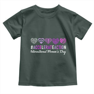 International Women's Day 2025 Toddler T Shirt Accelerate Action IWD 8 March TS11 Dark Forest Green Print Your Wear
