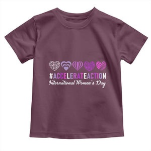 International Women's Day 2025 Toddler T Shirt Accelerate Action IWD 8 March TS11 Maroon Print Your Wear