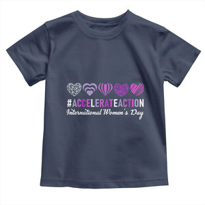 International Women's Day 2025 Toddler T Shirt Accelerate Action IWD 8 March TS11 Navy Print Your Wear