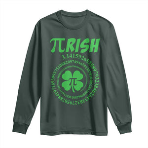 Funny St Patricks Day Pi Symbol Lover Long Sleeve Shirt Pirish 3,14 Pi Number Shamrock TS11 Dark Forest Green Print Your Wear
