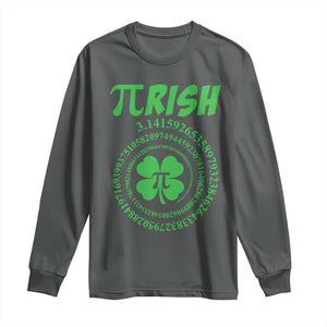 Funny St Patricks Day Pi Symbol Lover Long Sleeve Shirt Pirish 3,14 Pi Number Shamrock TS11 Dark Heather Print Your Wear