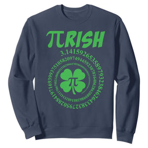 Funny St Patricks Day Pi Symbol Lover Sweatshirt Pirish 3,14 Pi Number Shamrock TS11 Navy Print Your Wear
