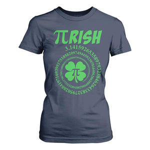 Funny St Patricks Day Pi Symbol Lover T Shirt For Women Pirish 3,14 Pi Number Shamrock TS11 Navy Print Your Wear