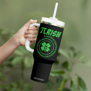 Funny St Patricks Day Pi Symbol Lover Tumbler With Handle Pirish 3,14 Pi Number Shamrock TS11 Print Your Wear