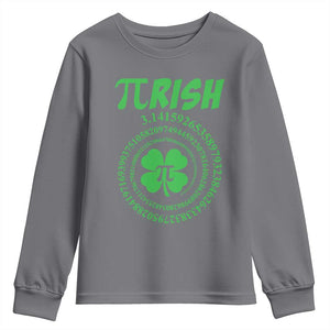 Funny St Patricks Day Pi Symbol Lover Youth Sweatshirt Pirish 3,14 Pi Number Shamrock TS11 Charcoal Print Your Wear