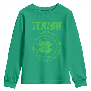 Funny St Patricks Day Pi Symbol Lover Youth Sweatshirt Pirish 3,14 Pi Number Shamrock TS11 Irish Green Print Your Wear