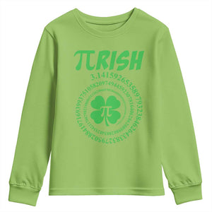 Funny St Patricks Day Pi Symbol Lover Youth Sweatshirt Pirish 3,14 Pi Number Shamrock TS11 Lime Print Your Wear