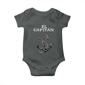 El Capitan Boating Captain Baby Onesie Funny Boat Sailing Vintage Anchor TS11 Dark Heather Print Your Wear