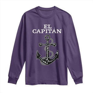 El Capitan Boating Captain Long Sleeve Shirt Funny Boat Sailing Vintage Anchor TS11 Purple Print Your Wear