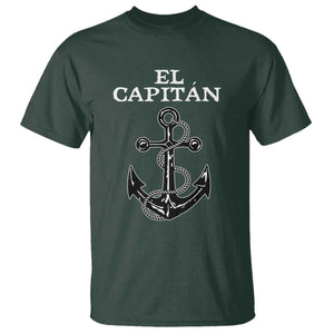 El Capitan Boating Captain T Shirt - Funny Boat Sailing - Vintage Anchor TS11 Dark Forest Green Print Your Wear