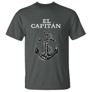 El Capitan Boating Captain T Shirt - Funny Boat Sailing - Vintage Anchor TS11 Dark Heather Print Your Wear