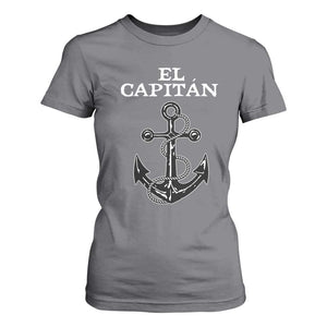 El Capitan Boating Captain T Shirt For Women Funny Boat Sailing Vintage Anchor TS11 Charcoal Print Your Wear