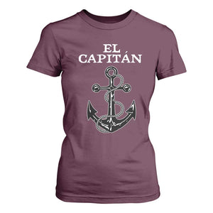 El Capitan Boating Captain T Shirt For Women Funny Boat Sailing Vintage Anchor TS11 Maroon Print Your Wear