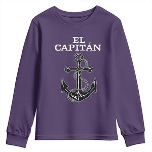 El Capitan Boating Captain Youth Sweatshirt Funny Boat Sailing Vintage Anchor TS11 Purple Print Your Wear
