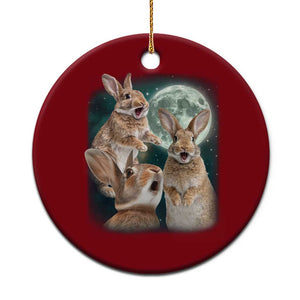 Funny Three Bunny Moon Humorous Rabbit Meme Ceramic Ornament TS11 1pc Red Print Your Wear