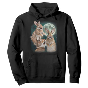 Funny Three Bunny Moon Humorous Rabbit Meme Hoodie TS11 Black Print Your Wear