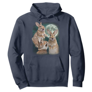 Funny Three Bunny Moon Humorous Rabbit Meme Hoodie TS11 Navy Print Your Wear