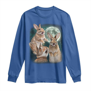 Funny Three Bunny Moon Humorous Rabbit Meme Long Sleeve Shirt TS11 Royal Blue Print Your Wear