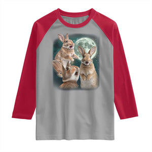 Funny Three Bunny Moon Humorous Rabbit Meme Raglan Shirt TS11 Sport Gray Red Print Your Wear