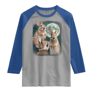 Funny Three Bunny Moon Humorous Rabbit Meme Raglan Shirt TS11 Sport Gray Royal Print Your Wear