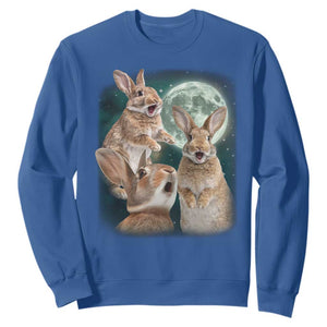 Funny Three Bunny Moon Humorous Rabbit Meme Sweatshirt TS11 Royal Blue Print Your Wear