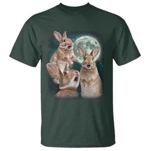 Funny Three Bunny Moon Humorous Rabbit Meme T Shirt TS11 Dark Forest Green Print Your Wear