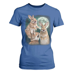 Funny Three Bunny Moon Humorous Rabbit Meme T Shirt For Women TS11 Royal Blue Print Your Wear