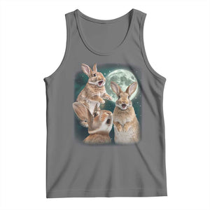 Funny Three Bunny Moon Humorous Rabbit Meme Tank Top TS11 Black Heather Print Your Wear