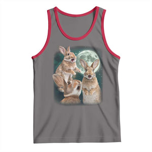 Funny Three Bunny Moon Humorous Rabbit Meme Tank Top TS11 Deep Heather Red Print Your Wear