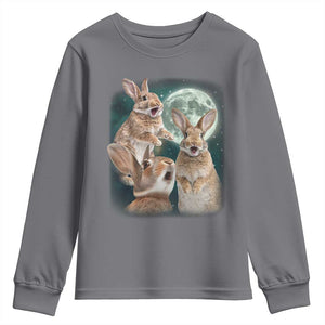 Funny Three Bunny Moon Humorous Rabbit Meme Youth Sweatshirt TS11 Charcoal Print Your Wear
