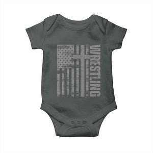 Wrestling Christian Vintage Patriotic American Flag Baby Onesie TS11 Dark Heather Print Your Wear