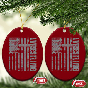Wrestling Christian Vintage Patriotic American Flag Ceramic Ornament TS11 Print Your Wear