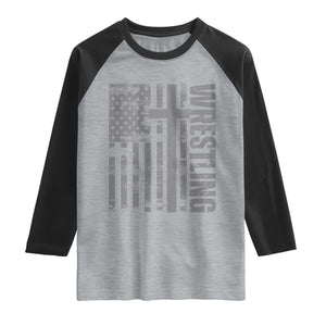 Wrestling Christian Vintage Patriotic American Flag Raglan Shirt TS11 Heather Gray Black Print Your Wear
