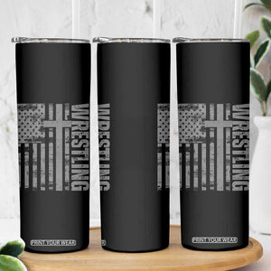 Wrestling Christian Vintage Patriotic American Flag Skinny Tumbler TS11 Print Your Wear
