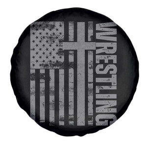 Wrestling Christian Vintage Patriotic American Flag Spare Tire Cover TS11 Print Your Wear