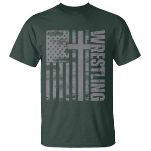 Wrestling Christian Vintage Patriotic American Flag T Shirt TS11 Dark Forest Green Print Your Wear