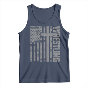 Wrestling Christian Vintage Patriotic American Flag Tank Top TS11 Navy Print Your Wear