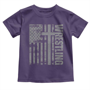 Wrestling Christian Vintage Patriotic American Flag Toddler T Shirt TS11 Purple Print Your Wear
