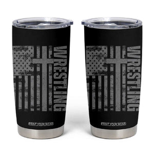 Wrestling Christian Vintage Patriotic American Flag Tumbler Cup TS11 Black Print Your Wear