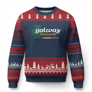 Galway Ireland Ugly Christmas Sweater Irish City Souvenir St Patricks Day Celtic Shamrock TS11 Navy Red Print Your Wear