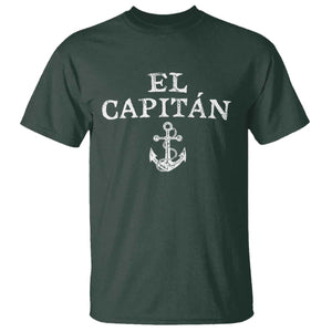 El Capitan T Shirt Funny Boat Captain Vintage Anchor TS11 Dark Forest Green Print Your Wear