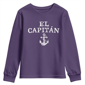 El Capitan Youth Sweatshirt Funny Boat Captain Vintage Anchor TS11 Purple Print Your Wear