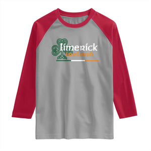 Limerick Ireland Raglan Shirt Irish City Souvenir St Patricks Day Celtic Shamrock TS11 Sport Gray Red Print Your Wear